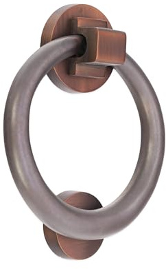 Infinity Decor Battente ad anello in ottone massiccio da 110 mm, finitura bronzo invecchiato, di alta qualità, per ingresso e porta d'ingresso