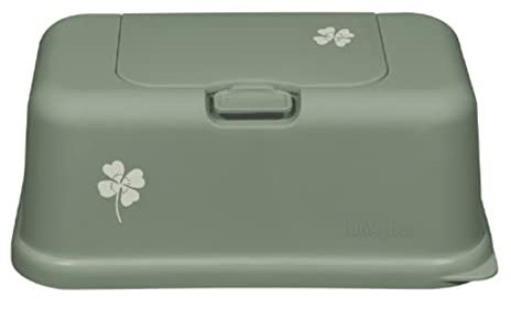Funky Box, Caja de almacenamiento para toallitas húmedas, diseño bonito y función perfecta, unisex, frescura duradera y fácil de usar (grande, pino verde - trébol)