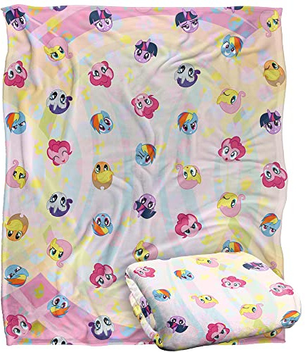 My Little Pony Blanket, Head Expression Pattern Silky Touch Super Soft Throw Blanket 152 x 127 cm