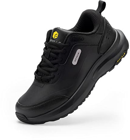 FitVille Extra Weit Wanderschuhe Herren Leicht Trekkingschuhe Wasserdicht Outdoor Schuhe Bequeme Laufschuhe Fitness Walkingschuhe mit Fußgewölbestütze Sneaker für Breite Füße Schwarz 43 EU X-Weit