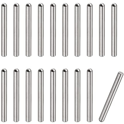 sourcing map 20Stk. 2,5x25mm Passstifte 304 Edelstahl Rundkopf Flachbefestigungselemente