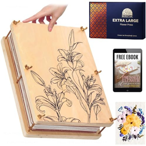 Extra Large Flower Press Kit for Adults and Teens - Big Flower Preservation Kit 38 x 29cm (15 x 11.4) - Includes Expert Video Tutorials - Gift-Ready Packaging Ideal for Arts and Crafts Lovers