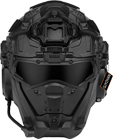 Airsoft Fast Full Face Helmet With Built-in Headset, Anti Fog Fan, Tactical Military Helmet Used For Cosplay Hunting Paintball Ball CS