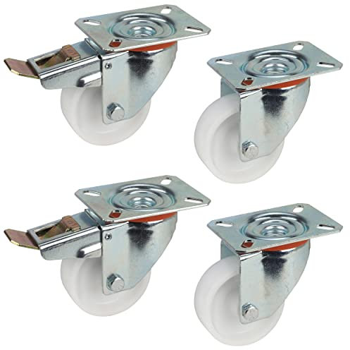 Dörner + Helmer Juego de 4 ruedas giratorias de 80 mm de polipropileno, placa de 100 x 85 mm, mezcla de rodillos, capacidad de carga de 300 kg/set