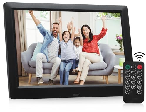 8.7 Inch Digitaler Bilderrahmen, Elektronischer Fotorahmen 1024 * 768 HD IPS Bildschirm Foto/Musik/Video Player/Kalender/Wecker mit Fernbedienung, Unterstützung USB oder SD Karte