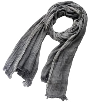 REHJJDFD Bufanda para hombre, a rayas, algodón y lino, bufanda cálida, pashmina, pañuelo corto con borlas, chales, gris, Taille unique