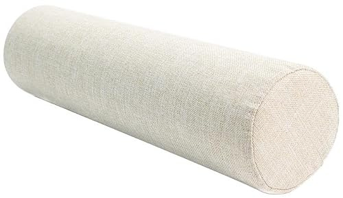 Long Round Bolster Pillow, Soft and Comfortable Neck Support Pillow, Linen Fabric Cylinder Pillow for Head, Back, Legs and Yoga, Round Cushion Roll Pillow for Bed Use(Beige,12 x 40 cm)