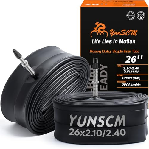 2-PCS 26 Heavy Duty Bike Tubes 26x2.10/2.40 FV48mm Presta Valve (52/62-559) Bicycle Inner Tubes Compatible with 26X2.10 26X2.125 26X2.20 26X2.25 26X2.30 26x2.35 26X2.40 Road Mountain Bike Tire Tubes