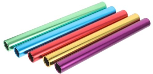 PACKOVE 5 Bastones de Relevo de Aluminio Galvanizado 2,7 Cm 5 Colores (Azul, Rojo, Dorado, Verde, Morado) Antideslizantes para Atletismo Escolar y Competición de Pista