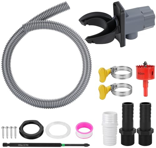 Collecteur Eau de Pluie, 70-110mm Universel, Récupérateur d'eau de Pluie, avec Tuyau - 1m, 18 Accessoires Inclus, Convient aux Réservoirs d'eau et Citernes, pour Toits de Moins de 80 m²