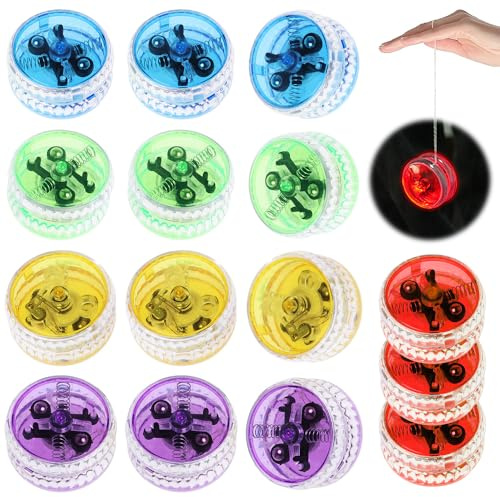 SKIKHN 15 Piezas Juguetes de Yoyo con Luz LED, YoYó Profesional, YoYó de Retorno Automático, YoYo para Principiantes, Yoyo Entretenido para Fiesta de Cumpleaños Relleno de Bolsa de Regalo de Clase
