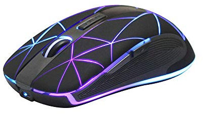 Rii RM200 Ratón inalámbrico con batería Recargable,5 Botones Receptor Nano 2.4 GHz, 3 Niveles dpi Multicolor LED, Ideal para Notebooks, PC, Ordenadores. (Negro).