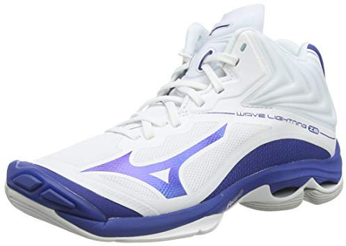Mizuno V1GA20052114 Unisex Adulto Zapatos de Voleibol, Blanco (Wht/10249c/Trueblue 21), 50 EU