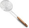 Abschäumer, Kochabschäumer, Spinnen-Küchensieb 7 Zoll mit Spiral-Mesh-Fritteuse-Sieb und hitzebeständigem Holzgriff, Edelstahl-Sieb Sieb Schaufel zum Abtropfen to Pasta Frittieren Abschäumer(18CM)