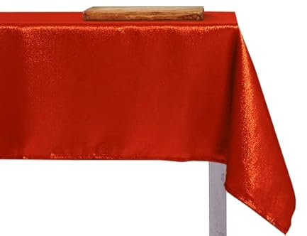 INTRECCI Tovaglia Antimacchia Rettangolare Rotonda in Lurex Disponibile in più Colori e Misure, Tovaglia Natalizia Idrorepellente e Resistente Alle Macchie (Rosso/Glitter, 140x300 cm)