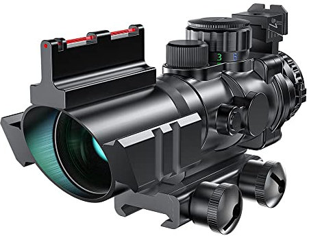 Paike Lunette de visée 4x32 avec réticule illuminé Rouge, Vert et Bleu avec visée à Point Rouge en Fibre supérieure