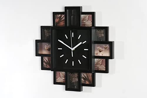 Wackadoo Cornice portafoto per 12 foto con orologio da parete in bianco, orologio da parete con foto galleria foto orologio collage con cornice