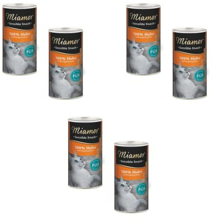 Miamor Sensible Snack Pollo Puro | Paquete de 6 | 6 x 30 g | Snack para gatos de pechuga de pollo | Alimento individual también para gatos sensibles y con alergias | Como recompensa