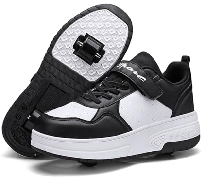 LYBANG Enfants Chaussures à roulettes de Multisports Outdoor Gymnastique Sneaker Automatiques Rétractables Skateboard Baskets Garçon Fille Mode Cadeaux