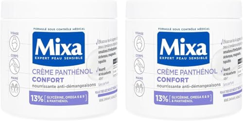 Mixa Intensiv torr hud - panthenol komfort kräm - anti-klåda - mycket torr och reaktiv hud - ansikte, kropp, händer - baby, barn, vuxen allergivänlig - parfymfri - 400 ml x2