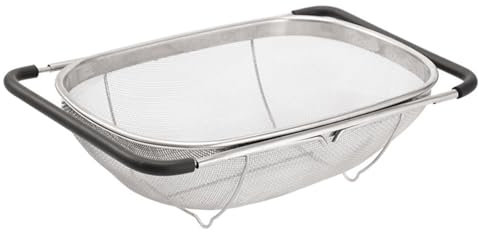 Supercap - Passoire ovale en acier inoxydable de 4 litres, passoire extensible à mailles fines pour évier de cuisine, légumes, égoutter, rincer les fruits (6qt strainer basket)