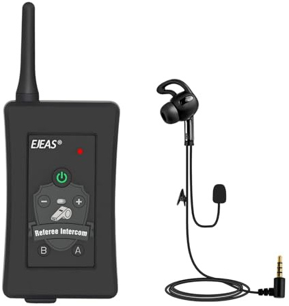 EJEAS FBIM Professionell fotboll domare Bluetooth Intercom headset kommunikationssystem, 1 500 m 4 personer online intercom, CVC brusreducering, med armficka (1-pack)