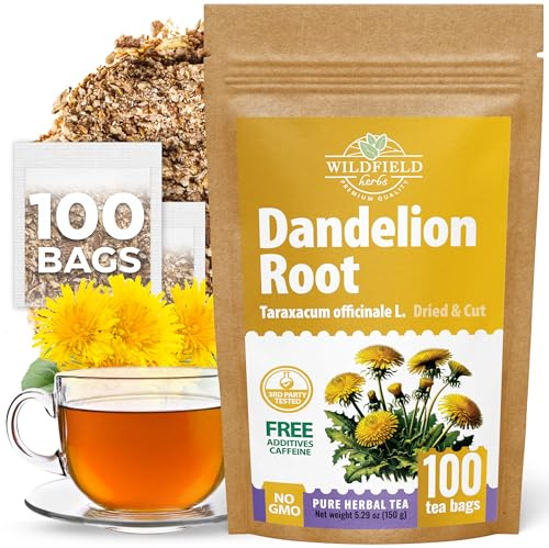 100 Bags Dandelion Root Tea Dandelion Tea Herbal (Taraxacum Officinale) - 100 Count 1.5g Bags Dried Herb Raíz De Diente De León