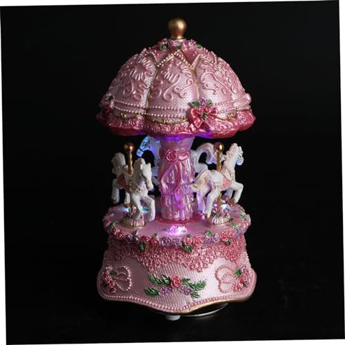 FUNOMOCYA Caja Bobinas Enfriadoras De Cerveza Pegarse En Contrahuellas De Escaleras Carrusel Musical De Caballos Soportes De Baranda De Escalera Regalo De Cumpleaños Chica Rosa Bebé