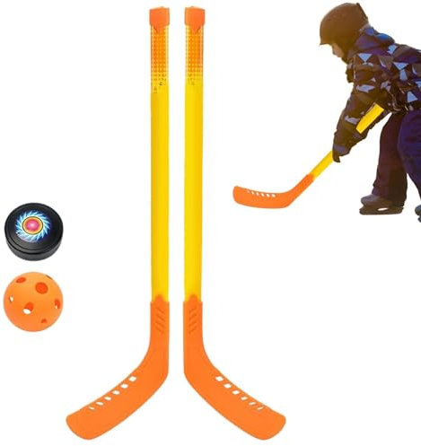 Generisch Hallenhockeyschläger,Kinderhockeyschläger - Sport-Eishockey-Set,Tragbares Eishockeyschläger-Set, Kinder-Hockeyschläger und Bälle-Set für Anfänger