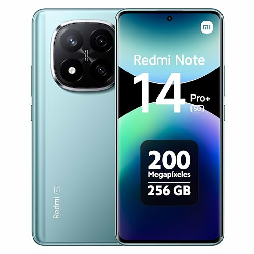 XIAOMI Redmi Note 14 Pro+ 5G Smart Phone, 12GB RAM 256GB, Pantalla AMOLED de 6,67 Pulgadas 1,5k, Sensor de Huellas, Cámara de 200 MP, Doble Tarjeta SIM, NFC, Carga Rápida de 120 W, Azu