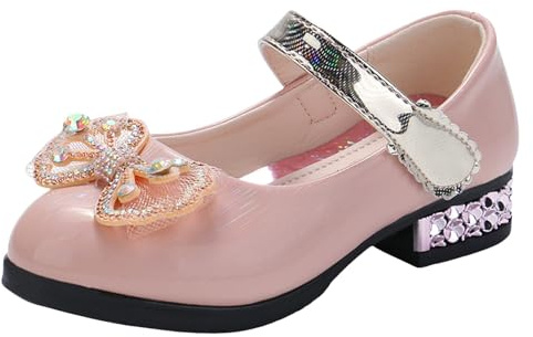Chaussures à Talons épais et pour Femmes, Chaussures Cool, Chaussures de Danse à nœud à la Mode, Chaussures de Princesse de Performance Sandales Genou Fille (Beige, 27.5 Little Child)