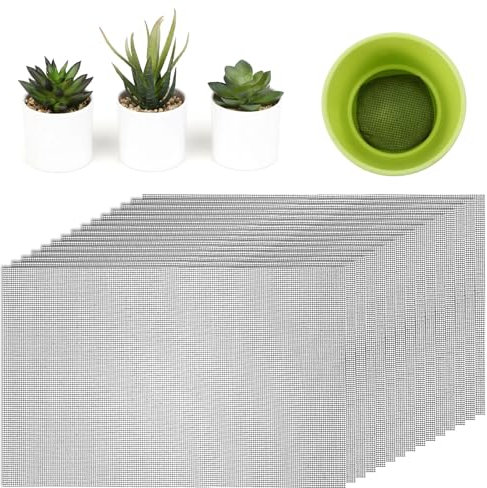 Hpmjz 15pcs Flower Pot Hole Mesh Pad, 11.8x7.8 Inch Plant Pot Mesh Sheet Bonsai Drainage Screens DIY Pots Bottom Grid Mat Keep Soil from Flowing Away for Women Gardeners