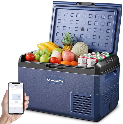 AAOBOSI Glaciere Electrique: 40L Glacière à Compression, -20℃ à 20℃ Frigo Compression 12v, Glaciere Electrique 12v 220v pour Voiture, Camion, Camping-Car, Bateau et Prise de Co