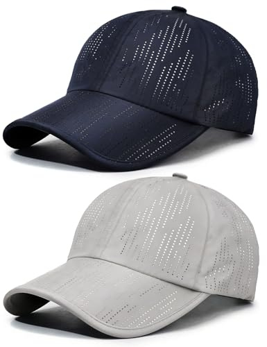 AYPOW Casquette de Baseball Séchage Rapide Homme Femme，2 Pcs Casquette Running de Extérieur Sport Respirantes Légère Anti UV Chapeau Soleil Réglable pour Course à Pied Le Golf Les Loisirs Randonnee