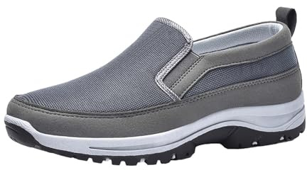 Slip On sneakers män promenader löpning gym träningsskor plantar fasciit ortopediska skor lätta andningsbara skor bekväma arbetssko bred passform utomhus platt sko för svullna fötter män, Grå, 39.5 EU
