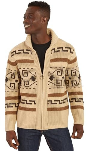 Pendleton Men's The Original Westerley Zip Up Cardigan Sweater, Tan/Brown, S