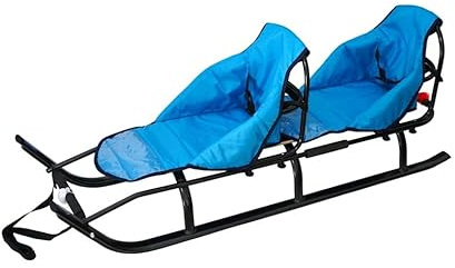 2in1 Kinder Duo Schlitten aus Aluminium mit Rückenlehne, Matrazen, LED (Graphite/Blue)