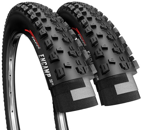 Fincci Fahrradreifen 26x1.95 - Paar MTB Fahrradreifen 26 Zoll, Encamp Fahrradmantel 26 Zoll, 30 TPI FaltReifen 50-559 für Mountainbike, MTB Fahrrad, E Bike, Schlamm Schmutz Offroad Fahrrad - Pack 2er