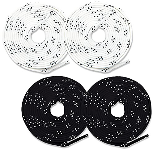 Franklin Sports Hockey Skate Laces - Set of 2 Non-Waxed Pairs - White + Black Unwaxed Ice Hockey Laces - Molded Tips - 108