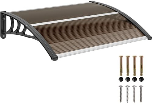 Outsunny Vordach Haustürvordach 75 x 100 cm Pultvordach Überdachung Polycarbonat Braun