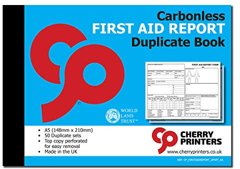 Cherry Carbonless NCR First Aid Report Duplicate Book A5 50 Sets