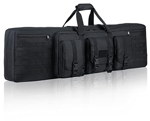 AUMTISC Tactical Double Gun Case, Long Rifle Soft Shotgun Bag, Lockable Pistol Shooting Range Backpack for Transportation