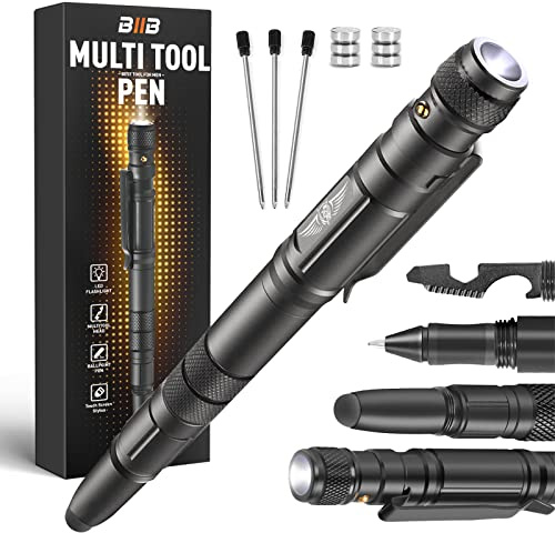 BIIB Gifts for Men, 7 in 1 Fidget Pen Multi Tool Pen with LED, Multi Tool Gadgets for Men, Mens Gifts for Dad Birthday Presents for Dad, Easter Gifts for Adult Father's Day Gift