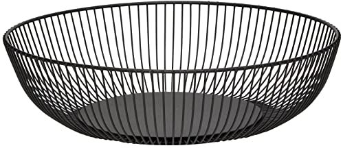NUTRIUPS Obstschalen, Schwarz Obstschale, Metall Obstschalen für die Küche, Großer Runder Metallkorb für Obst und Gemüse (Schwarz)