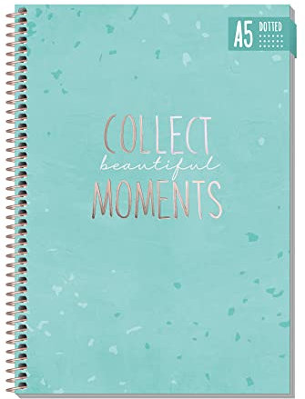 Bullet Journal dotted A5 mit Spiralbindung [Collect beautiful moments] 160 Seiten | Notizbuch gepunktet mit Spirale, College-Block, Notizblock von Trendstuff by Häfft | nachhaltig & klimafreundlich