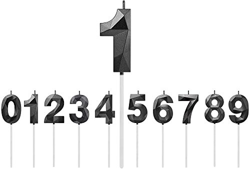 Geburtstag Zahl Kerzen,Schwarze 3D-Design-Glitter-Geburtstagskerzen, Geburtstagstorte,Hochzeitsparty,Abschlussfeier Usw (1)