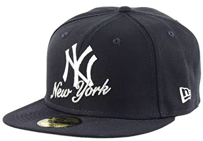 New Era 59Fifty Script Team Yankees KepsEra Herrar - flat brim hatt basebollkeps fitted cap med skärm Vinter höst-vinter - 7 7/8 (62,5 cm) mörkblå