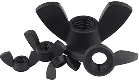BOUACOUA Noir Ecrou Papillon M8 Écrous à Ailettes en Nylon Ecrou a Oreille en Plastique (10 pièces)