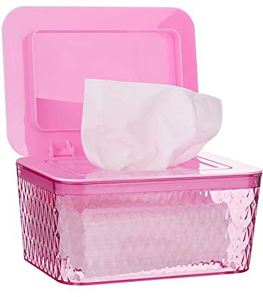 Whchiy Salviette umidificate, scatole per la cura del bambino, senza BPA, scatola di carta igienica con coperchio, custodia per la casa e l'ufficio (scatola rosa)