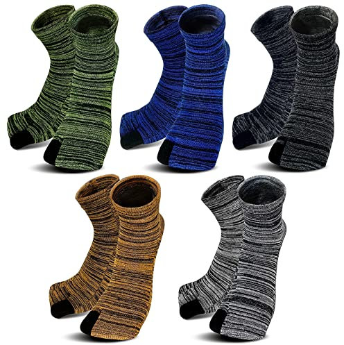 PUTUO Flip Flop Tabi Socken für Herren: Japanische Geta Socken mit Zwei Zehen Herren 2 Zehensocken Größe 40-45 5 Paare